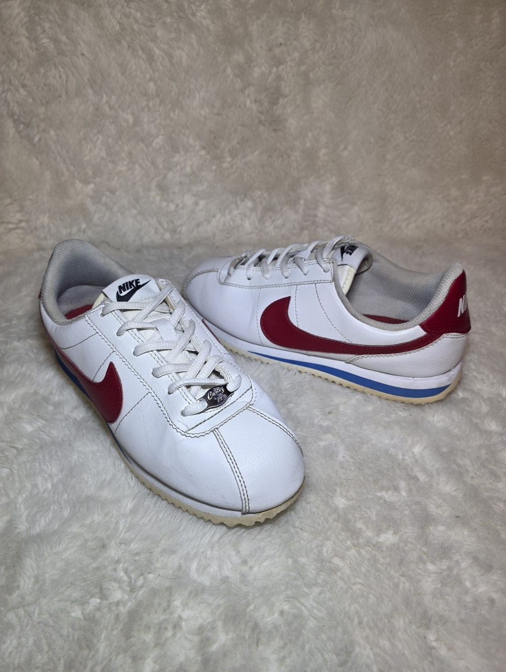Nike Cortez Basic SL Forrest Gump White Red Blue Retro Sneakers 5.5Y Women 7.5